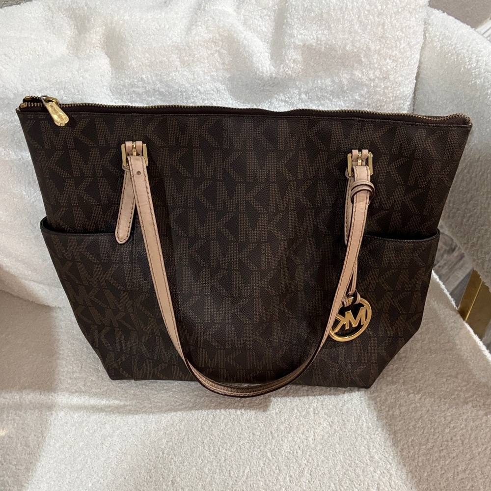Michael Kors Dark Brown Tote with Gold Accents